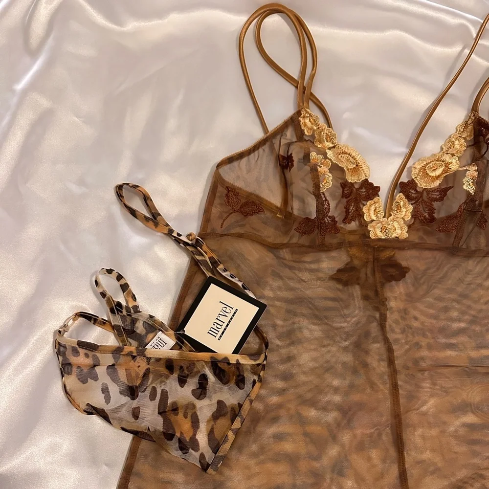 La Perla Vintage leopard sheer Chemise Set